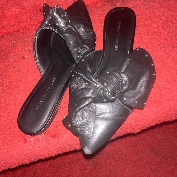 Rebecca Minkoff Black Studded Leather Mules - Picture 2 of 5